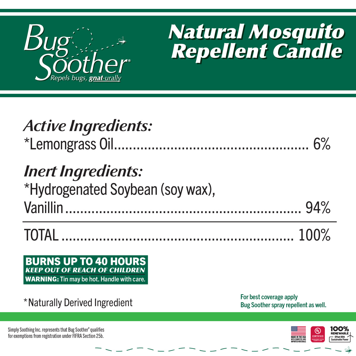 Bug Soother Insect Repellent Candle + 1 oz. Spray Bottle Pack, 1-count