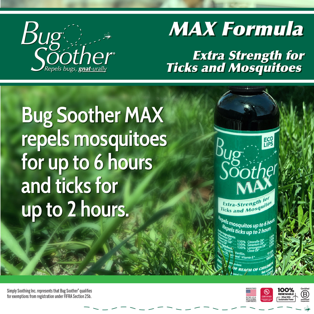 Bug Soother MAX Extra Strength Mosquito &amp; Tick Repellent Pack