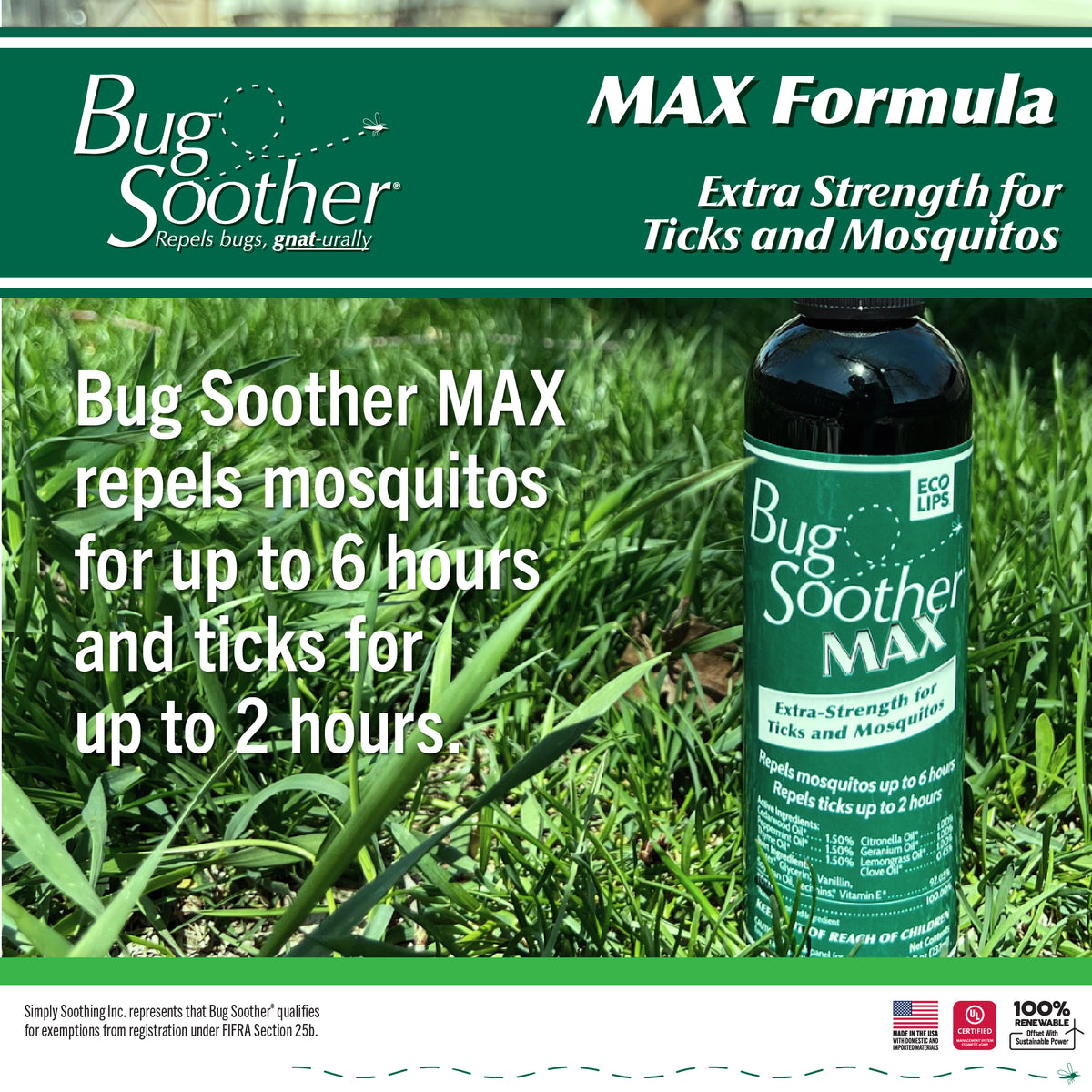 Bug Soother MAX Extra Strength Mosquito &amp; Tick Repellent Pack