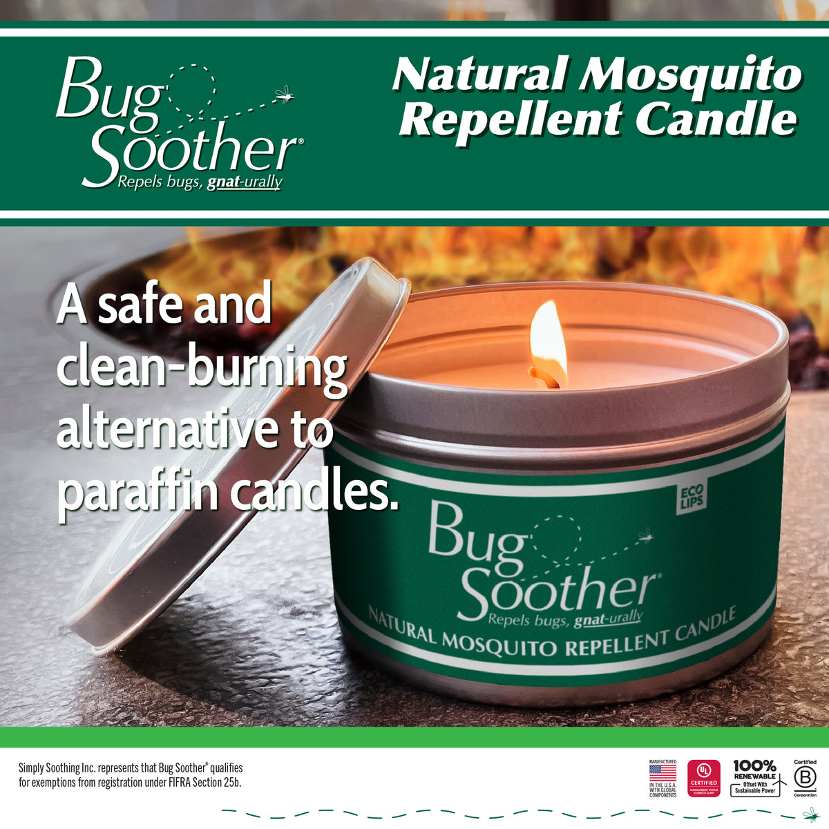 Bug Soother Insect Repellent Candle + 8 oz. Spray Bottle Pack (free 1 oz. included)