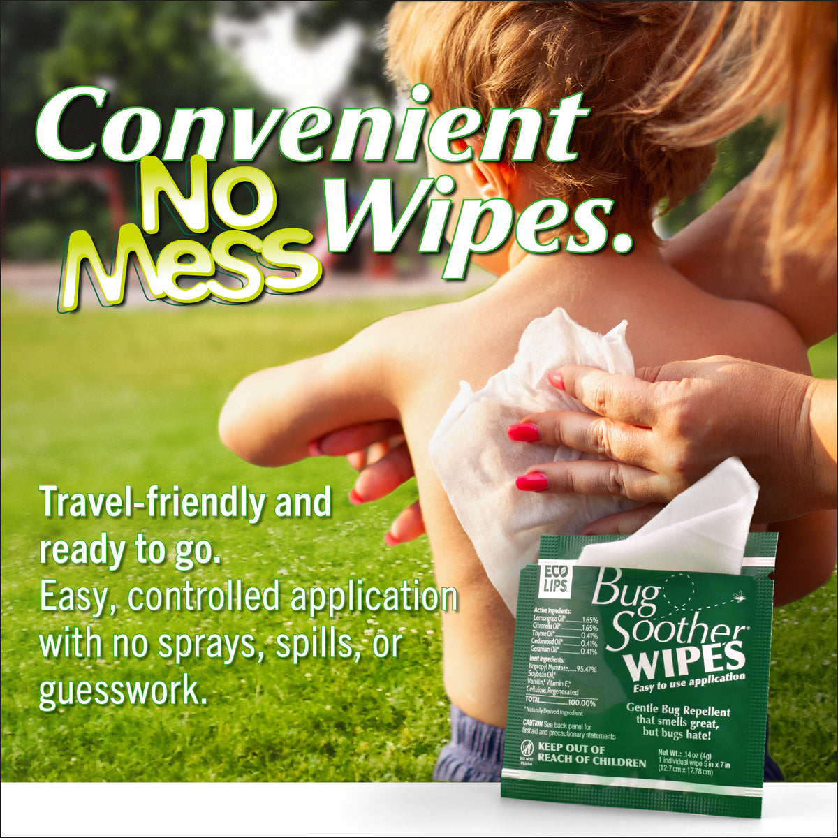 Bug Soother Natural Mosquito Repellent Wipes 15-count
