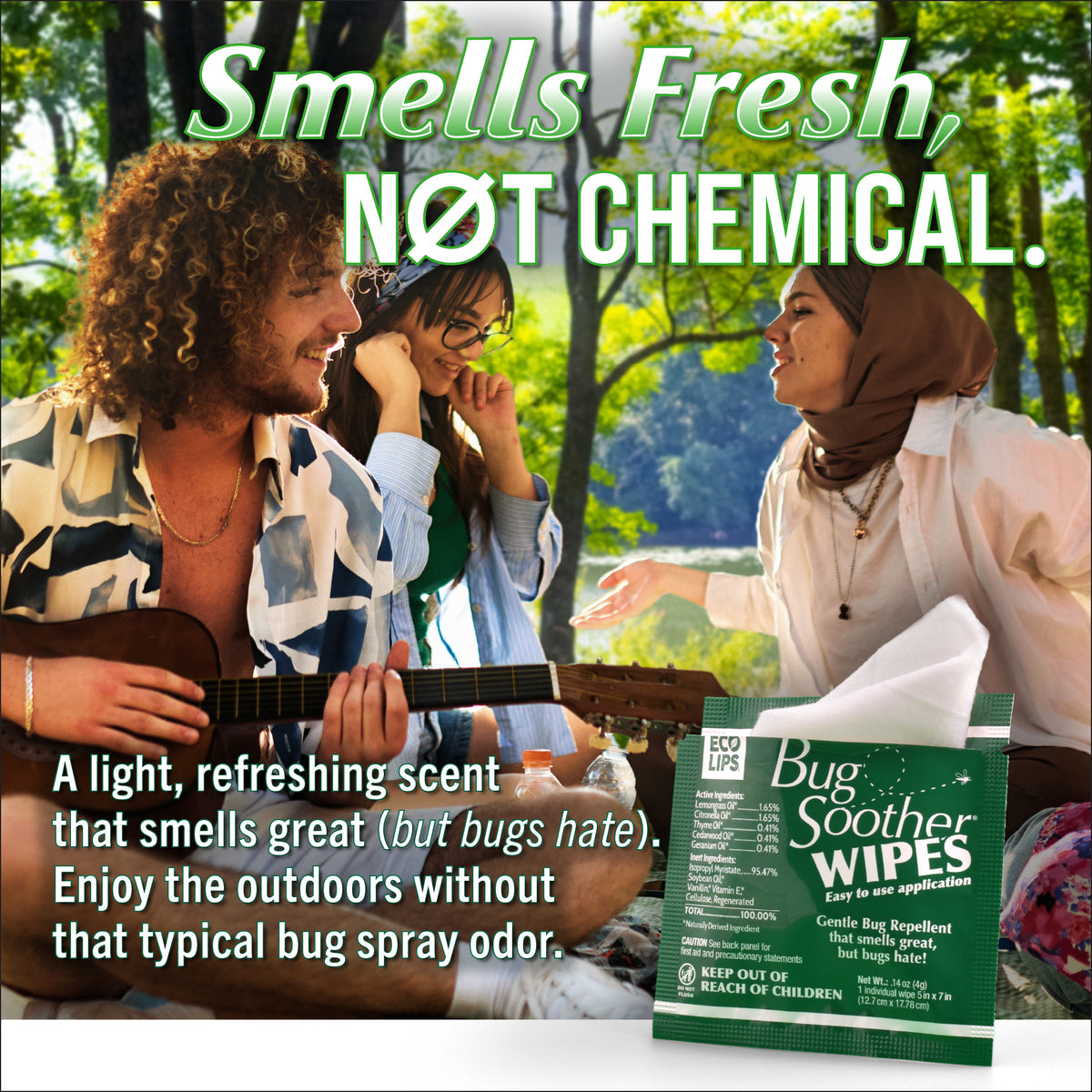 Bug Soother Natural Mosquito Repellent Wipes 15-count