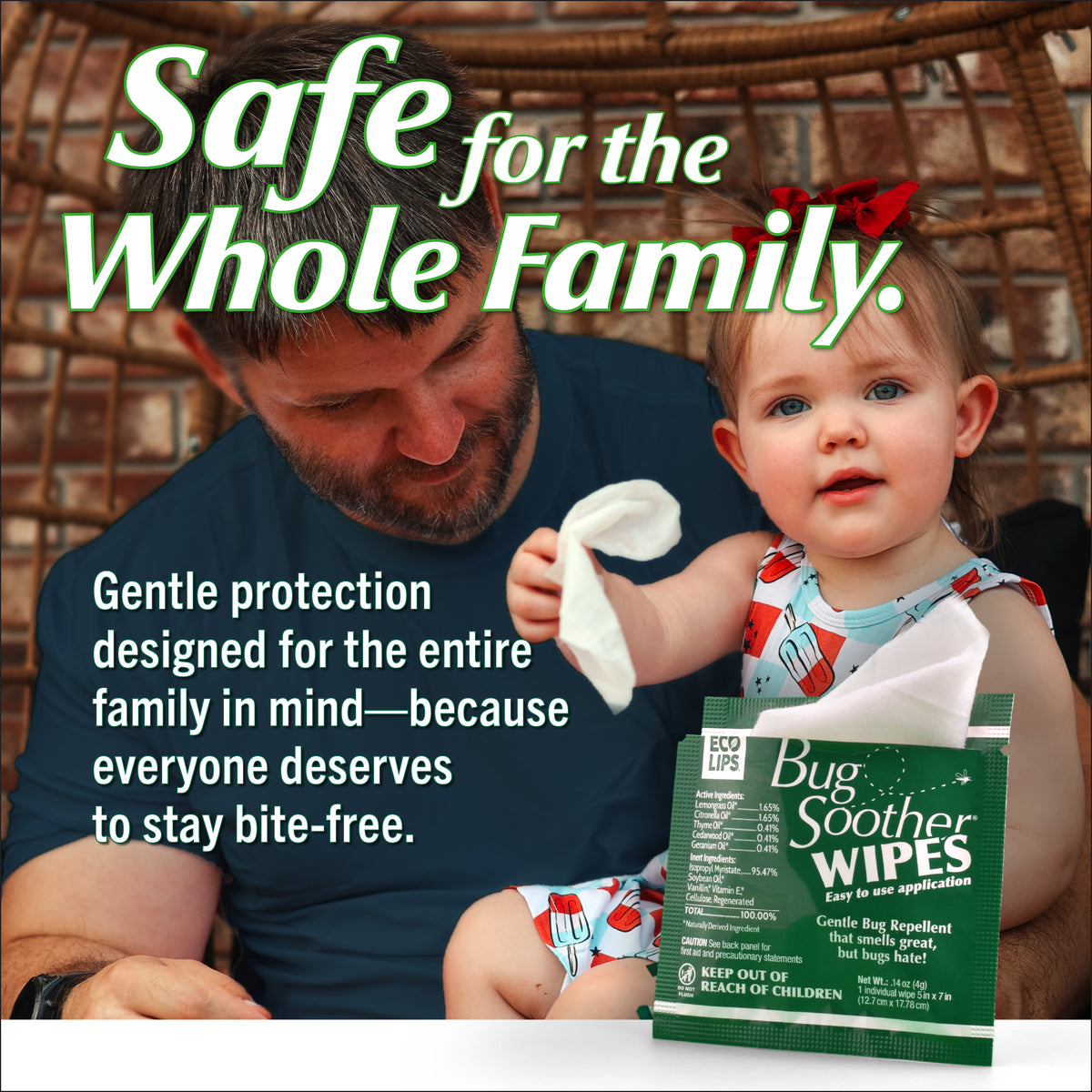 Bug Soother Natural Mosquito Repellent Wipes 15-count