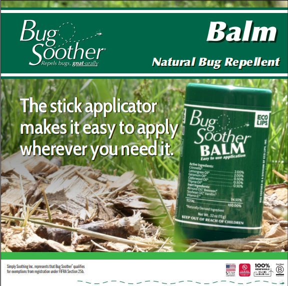 Bug Soother Natural Insect Repellent Balm for Mosquitoes &amp; Black Flies 0.56 oz.